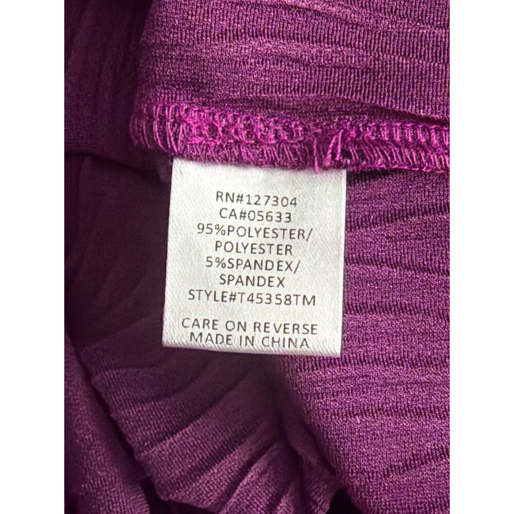Tru Luxe Crinkle Velvet Top Round Neck with Bow Tie in Plum Women's Medium NEW - Picture 8 of 11